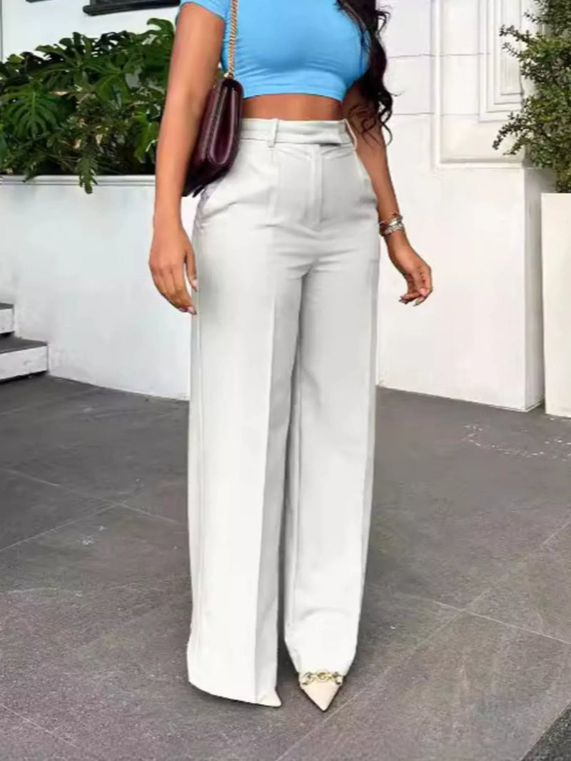 Eudora high waisted wide leg pants in ivory white