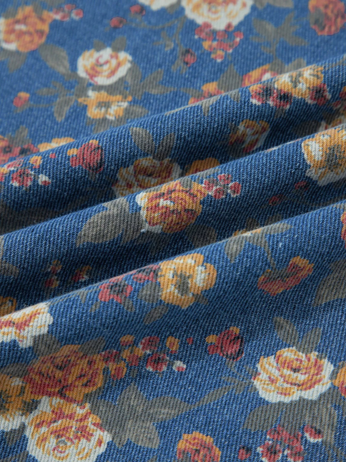 Light blue floral overalls complete look