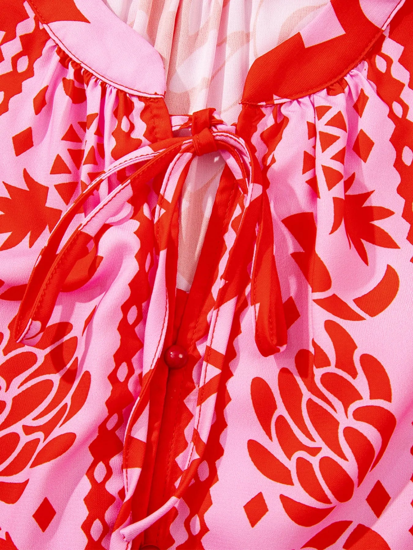 Floral Print Tie-Neck Button Down Shirt - Fashorio