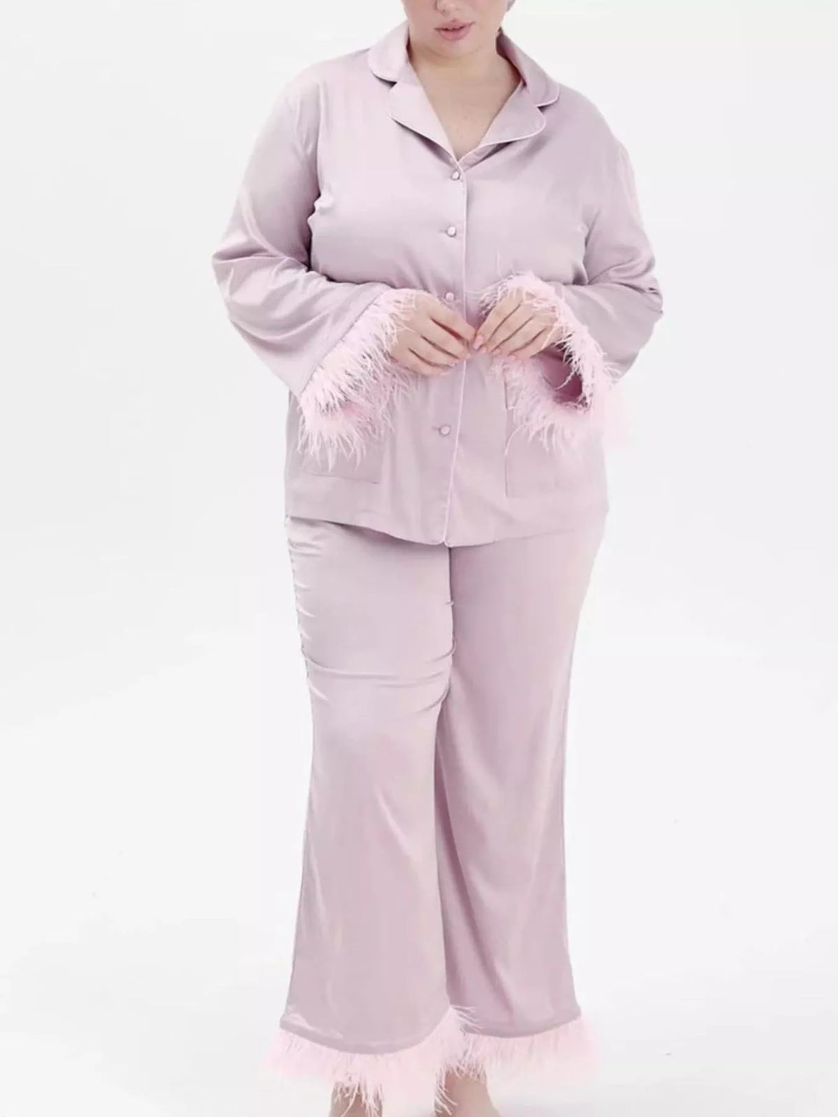Silky two piece lounge set side view