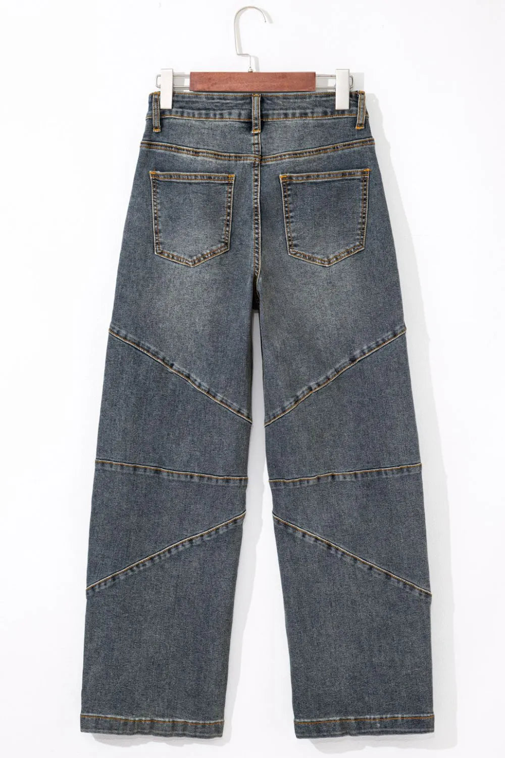 Exposed Stitching Loose Straight High Waist Jeans, view 6