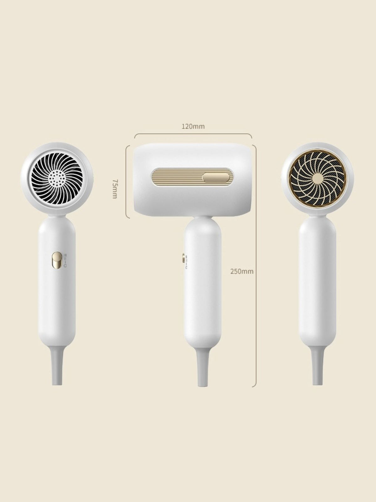 Hair dryer side profile view