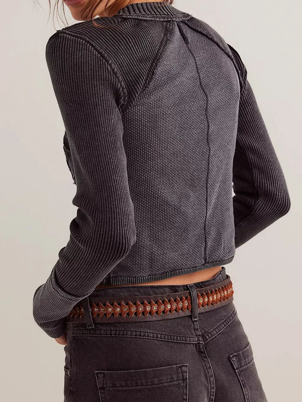 V-Neck Button Up Cropped Cardigan - Fashorio