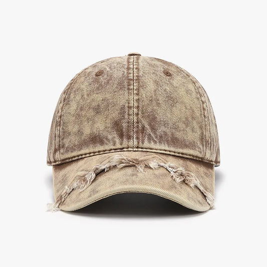 Fringe Adjustable Cotton Baseball Cap Tan One Size - Fashorio