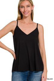 Zenana Two-Way V and Scoop Neck Reversible Spaghetti Cami - Fashorio