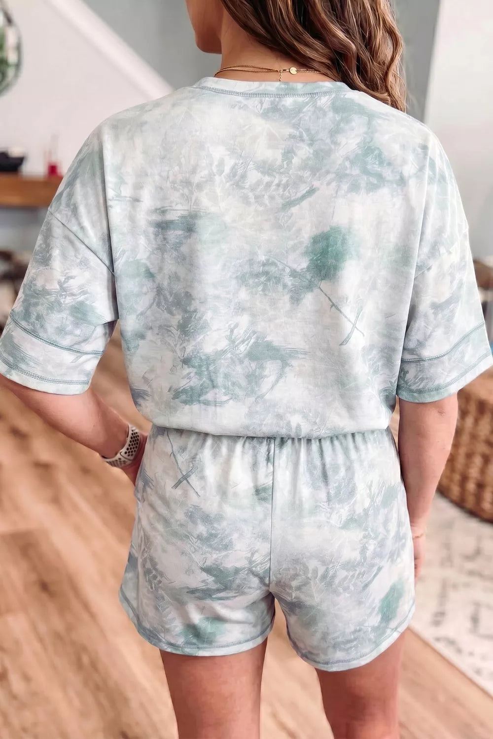 Tie dye matching shorts set styled for summer