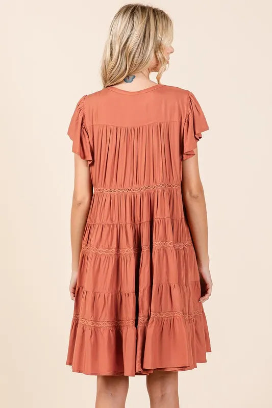Ruffled tiered dress back view