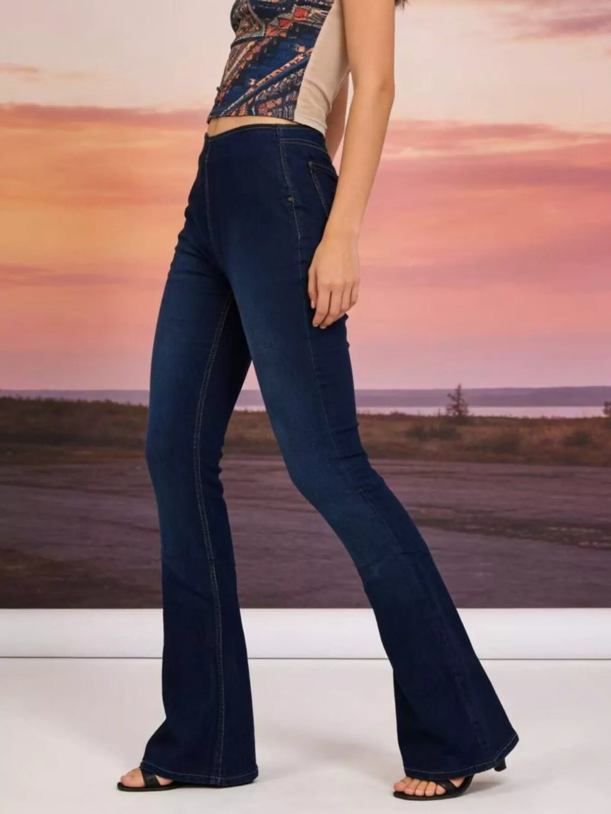 Kick flare jeans angled view