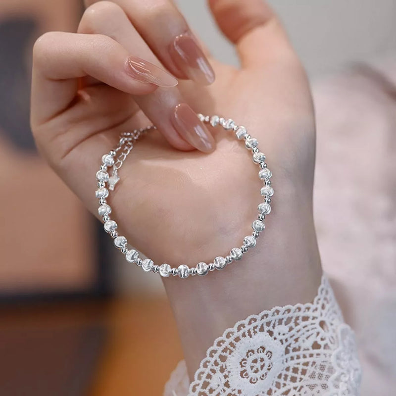 925 sterling silver beaded bracelet front view