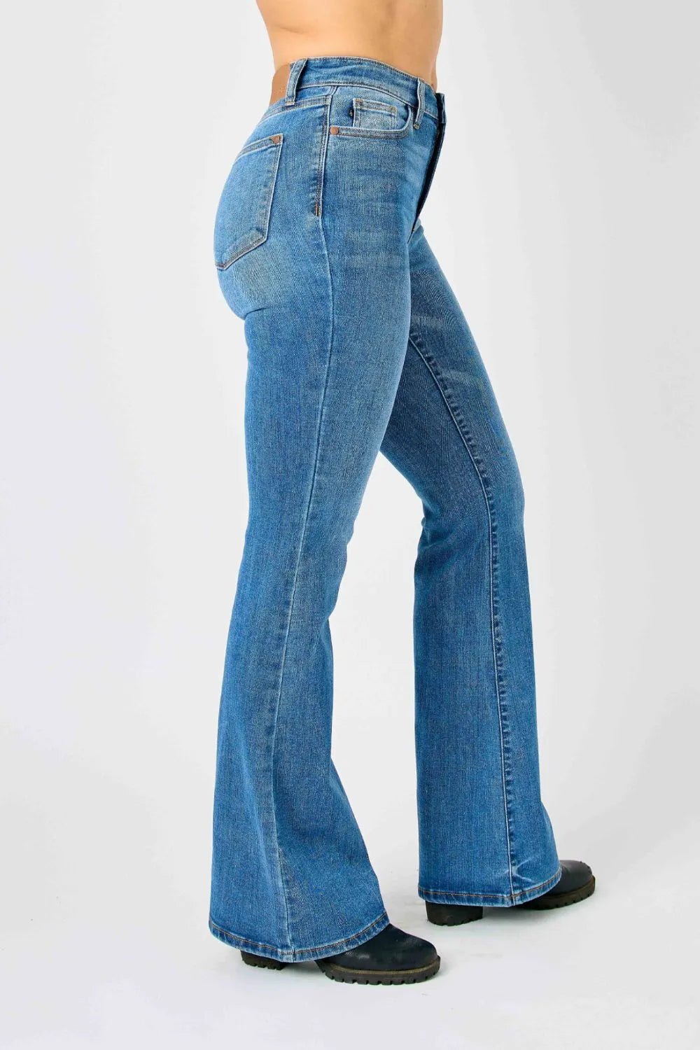 Judy Blue Full Size High-Waisted Classic Flare Jeans Plus Size - Fashorio