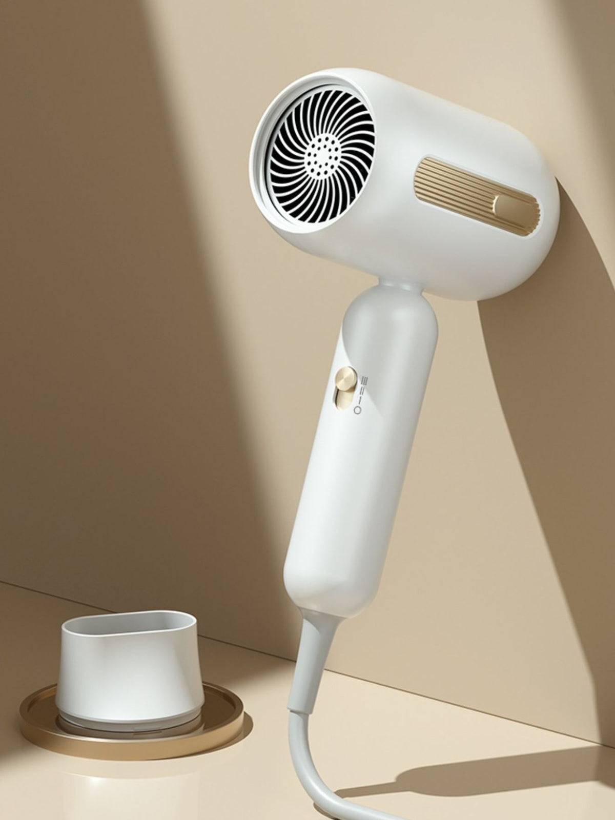 Portable hair dryer in beige