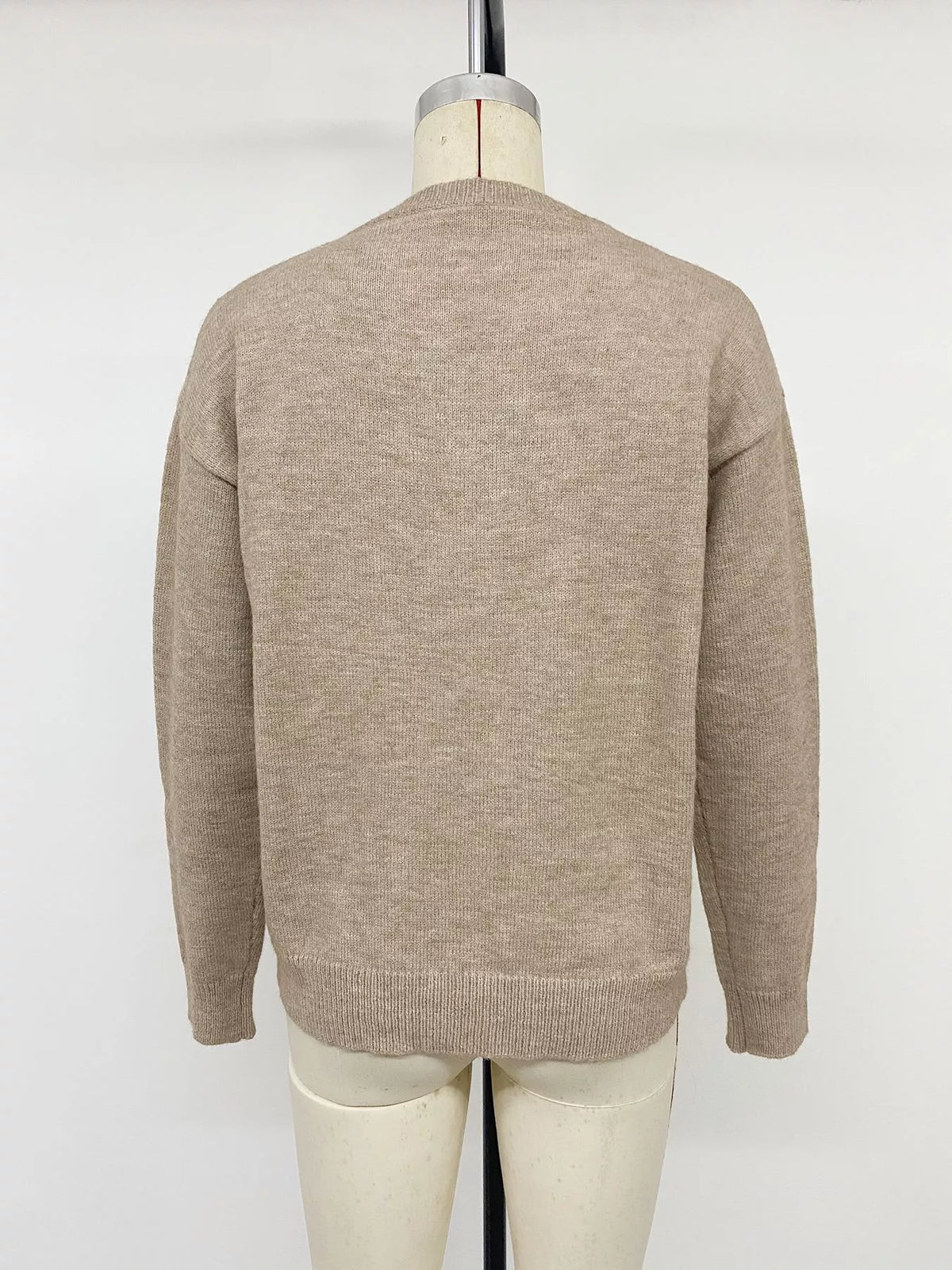 Button Detail Drop Shoulder Long Sleeve Sweater view 12