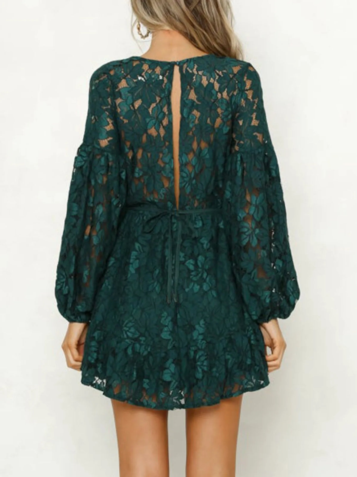 Lace sleeve detail on mini dress