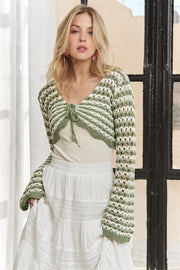 ADORA Long Sleeves Sweater Top SAGE IVORY - Fashorio