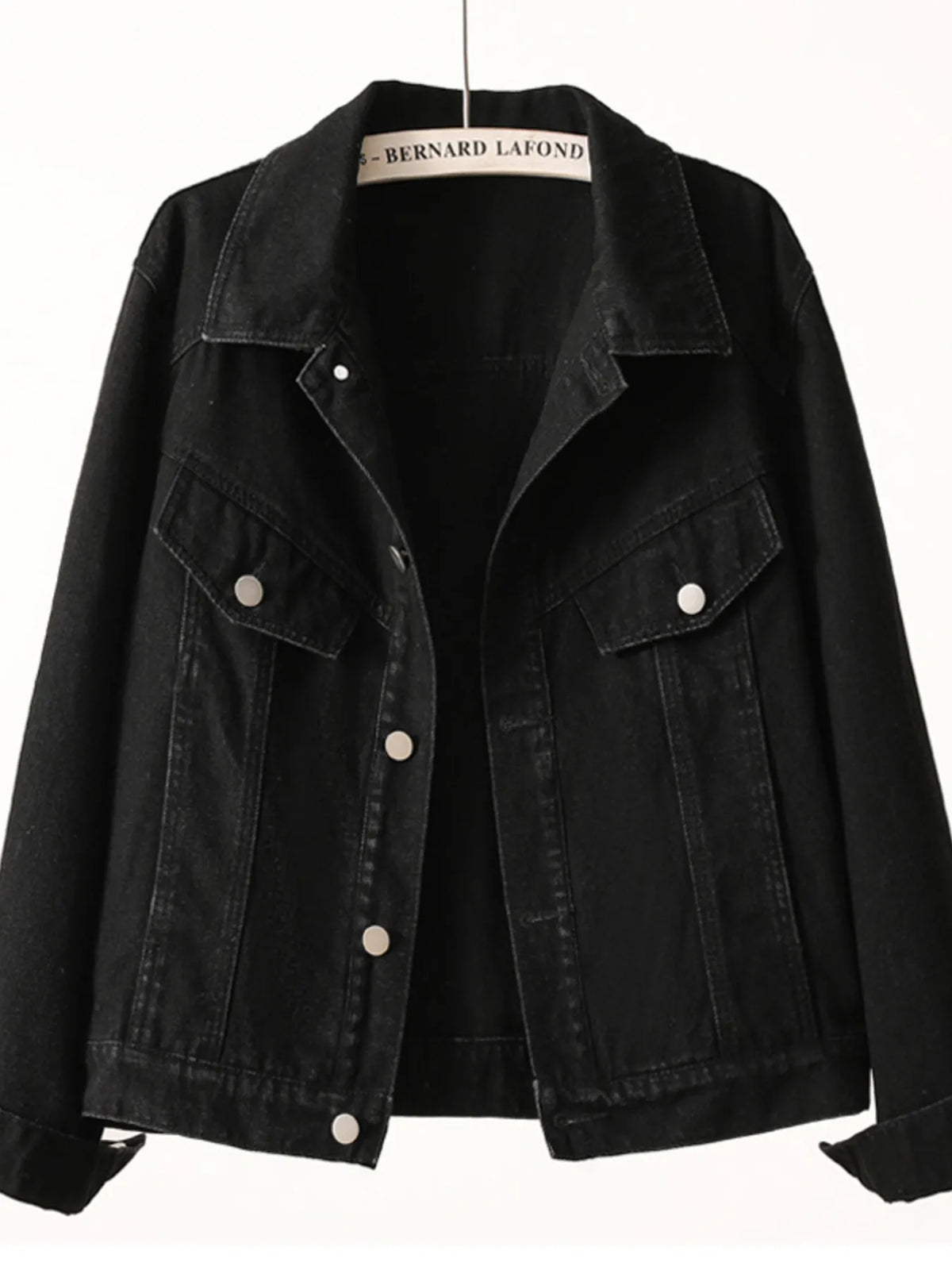 Button Up Denim Jacket in Khaki close up
