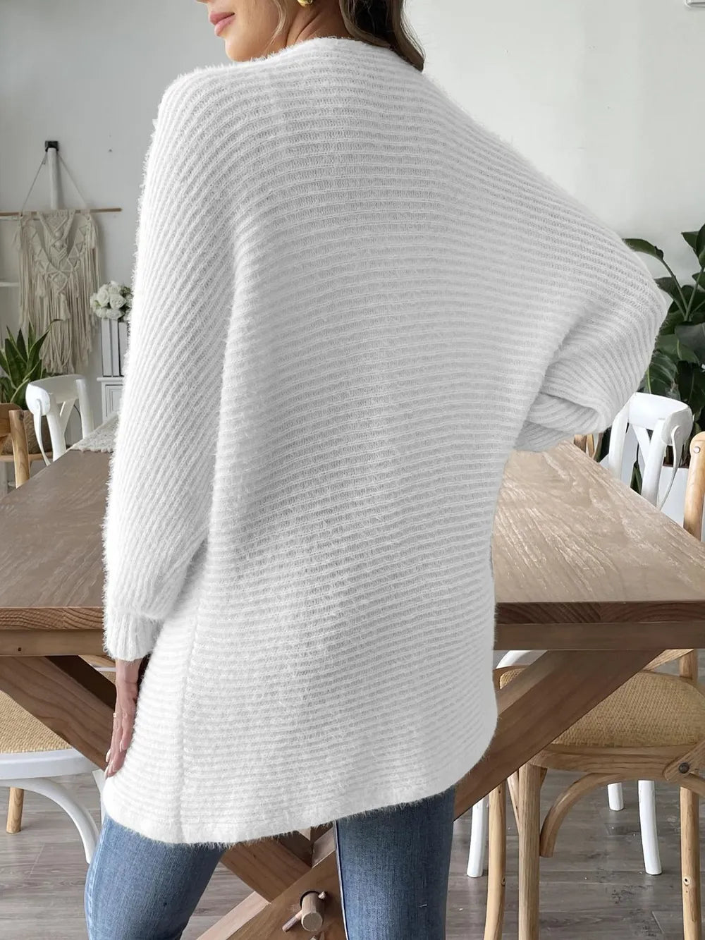 Open Front Long Sleeve Cardigan - Fashorio