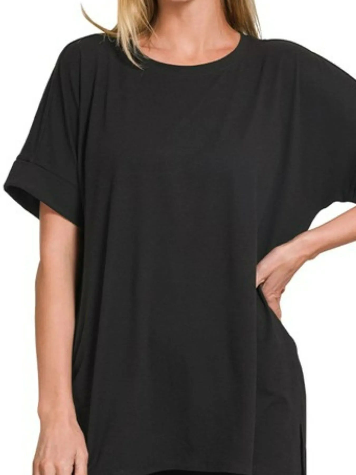 Zenana Brushed Dty Microfiber Round Neck Top and Biker Shorts Set - Fashorio