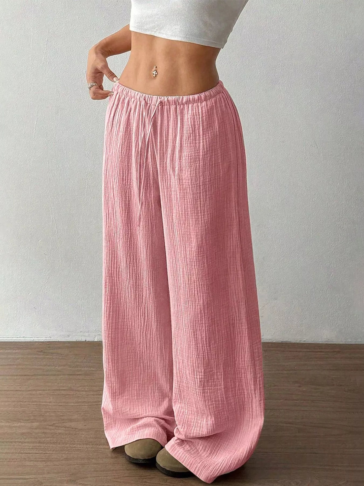 Casual trousers styled with sandals
