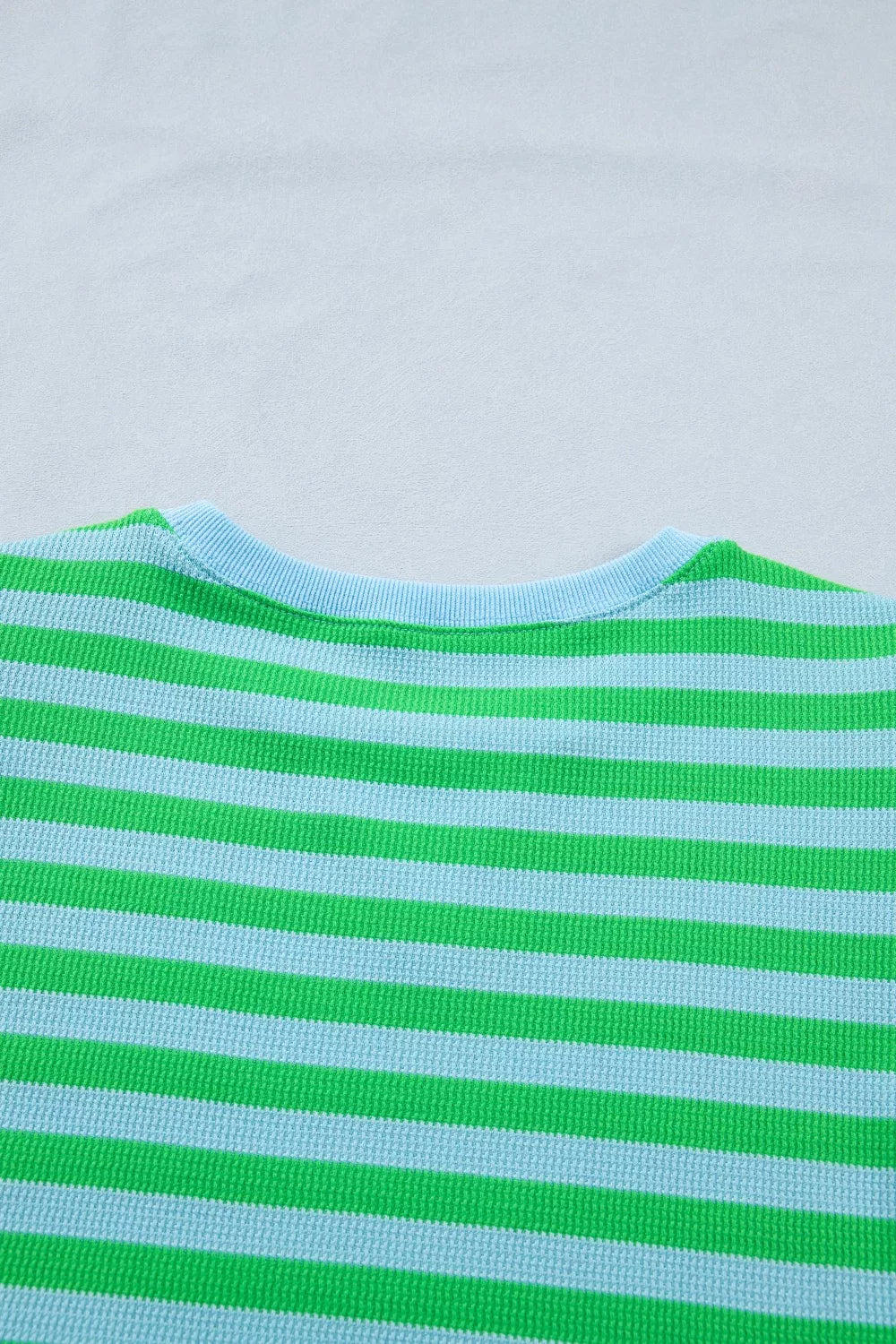 Stripe Colorblock Puff Sleeve Top and Shorts Two Piece Set, view 9