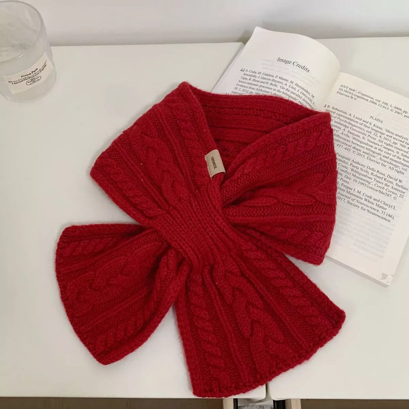 Cozy cable knit scarf front view