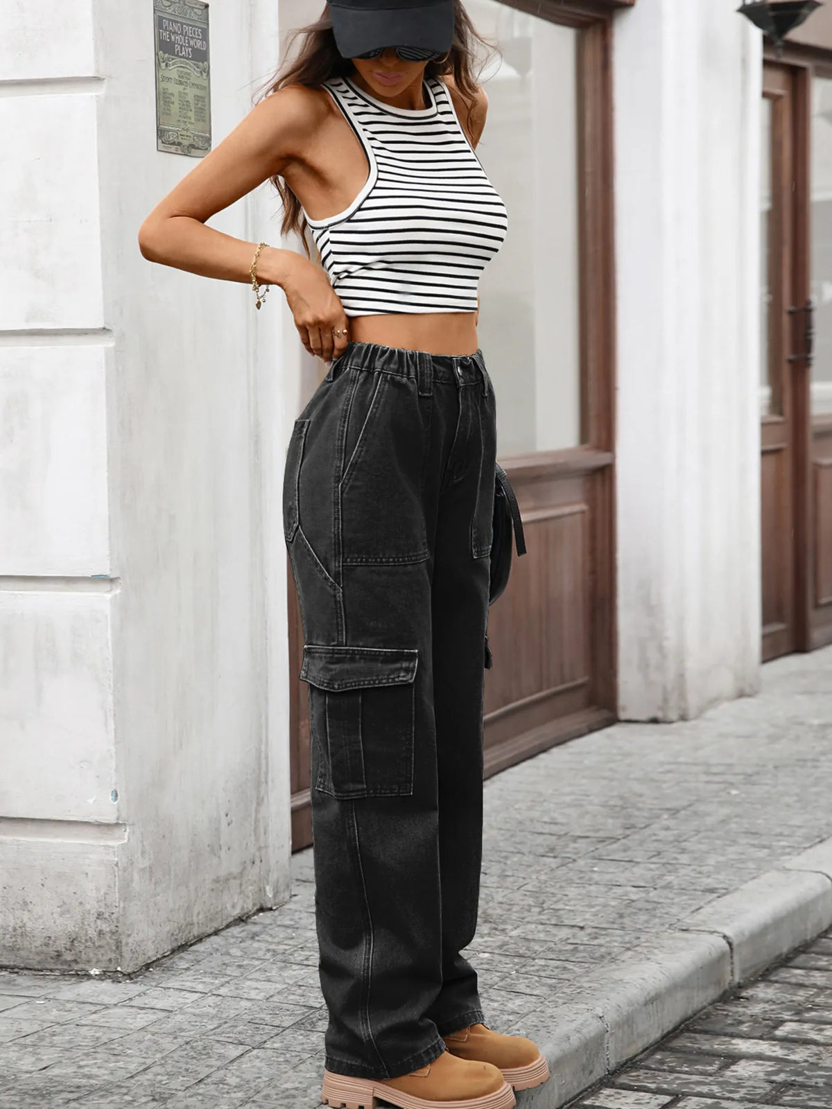 High Waisted Cargo Jeans, view 16