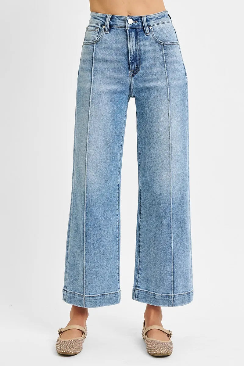 RISEN Full Size High Rise Crop Wide Leg Jeans Plus Size - Fashorio
