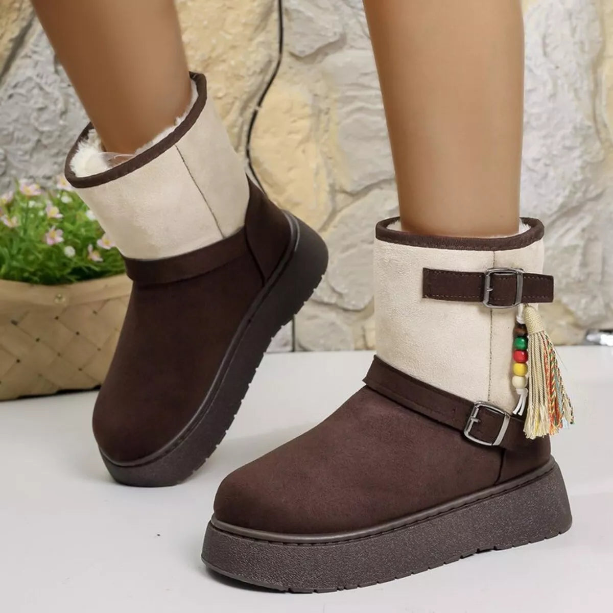 Bohemian Style Ankle Boots with Tassel Decor styling outfit