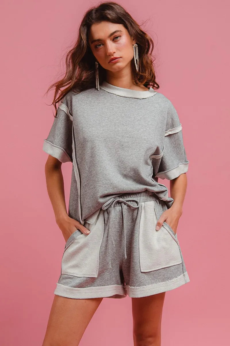 BiBi French Terry Knit Shorts with Side Pocket - Fashorio