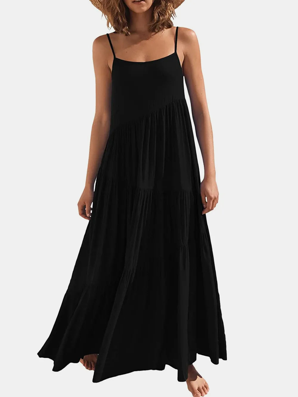 Ruched maxi dress bodice close up