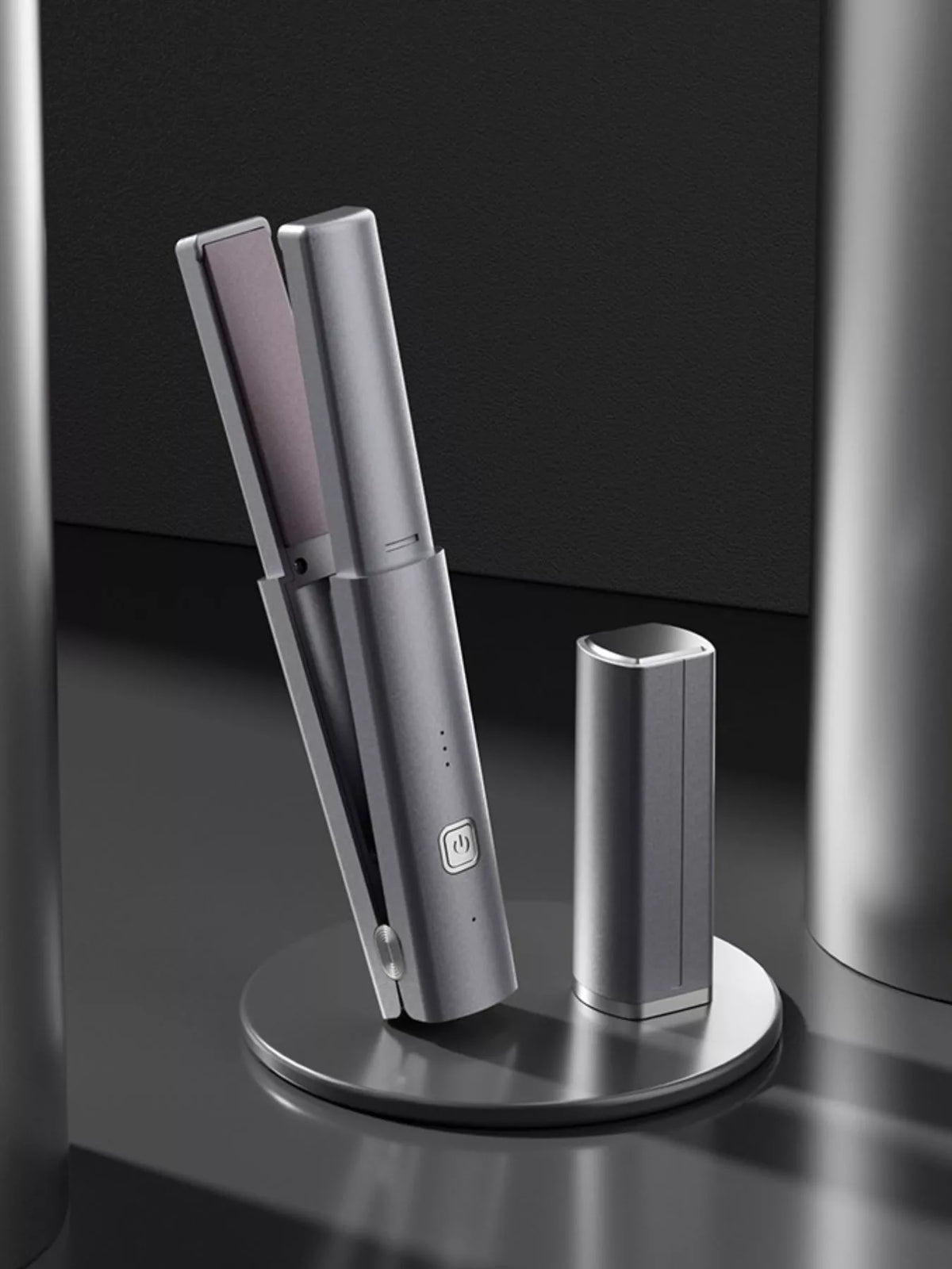 Compact flat iron held in hand