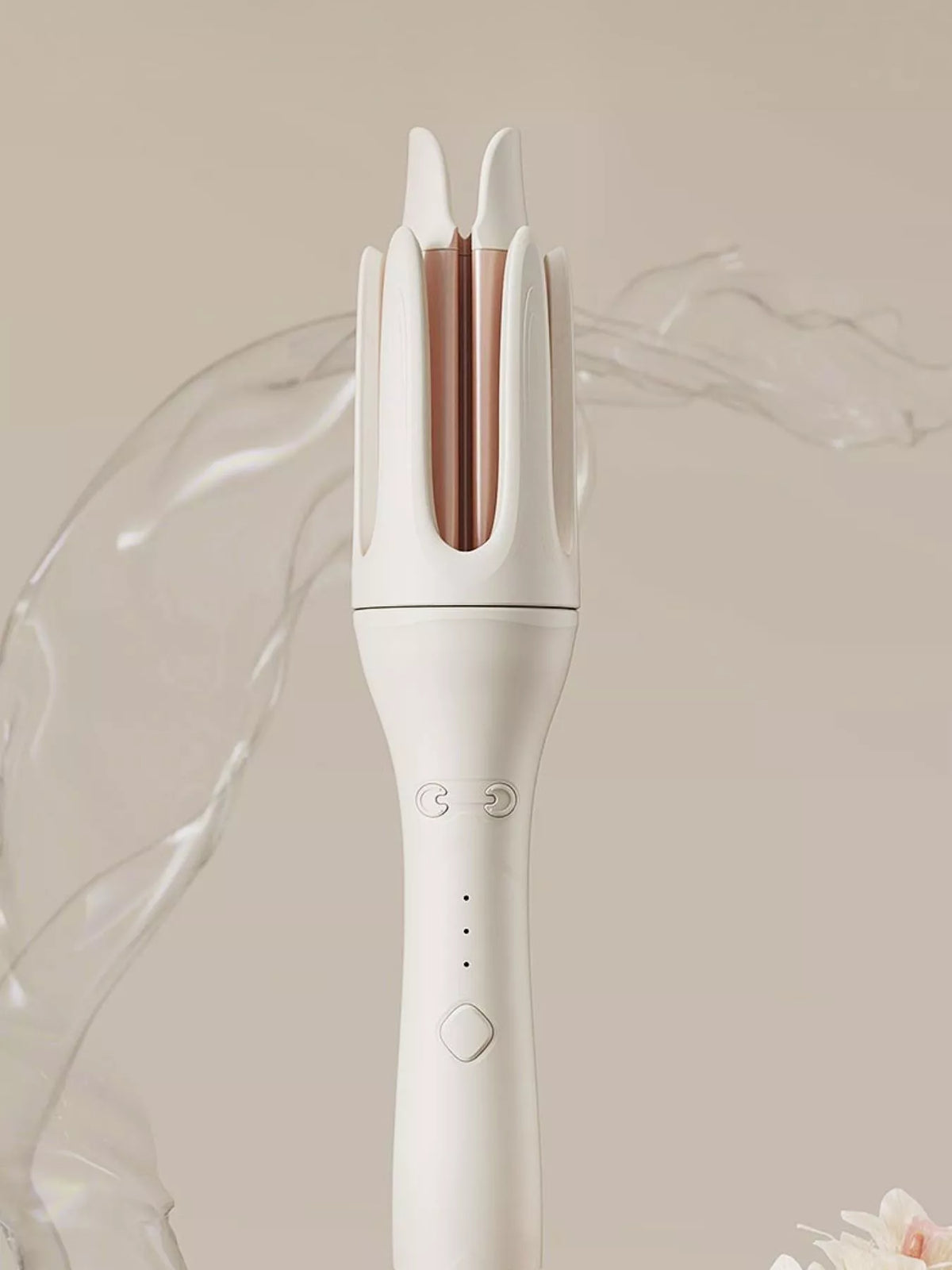 Automatic rotating ceramic curling iron in ivory