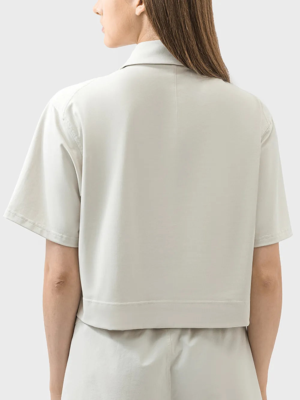 Half button short sleeve active tee back view