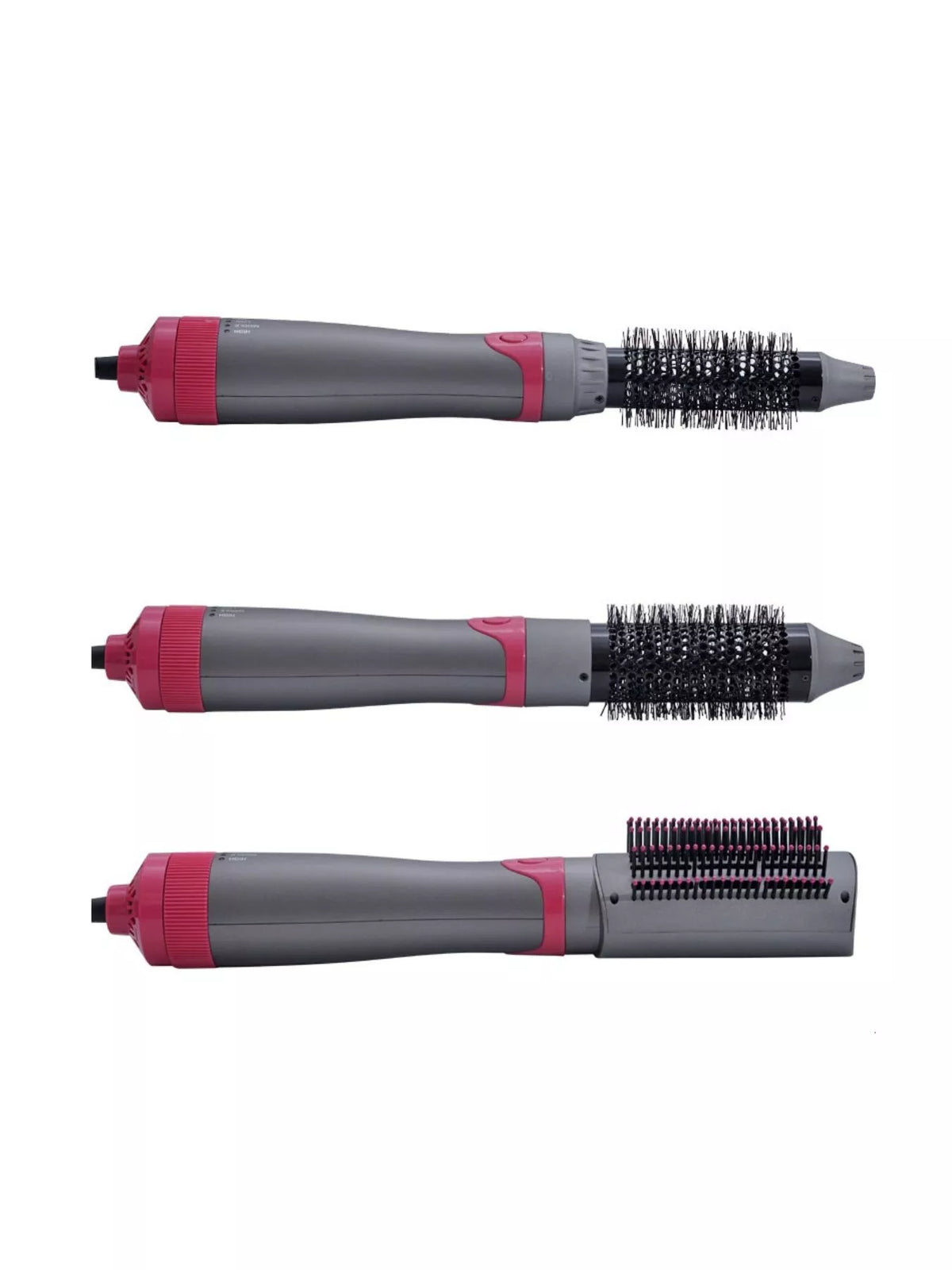 Hot air brush held in hand styling hair