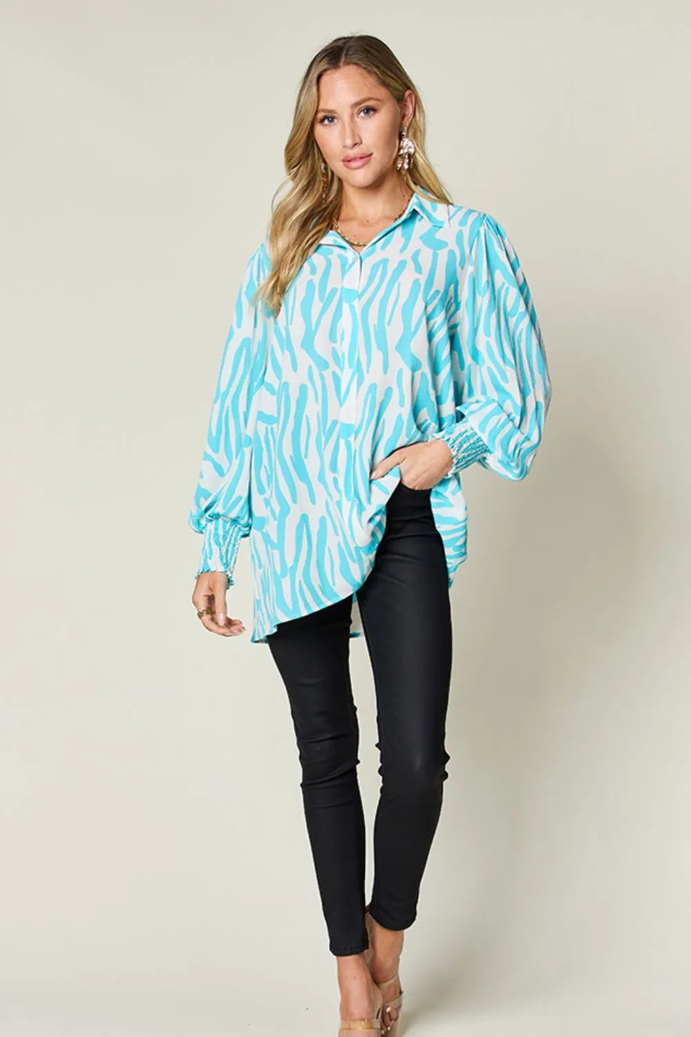 Shoulder detail of the long sleeve blouse
