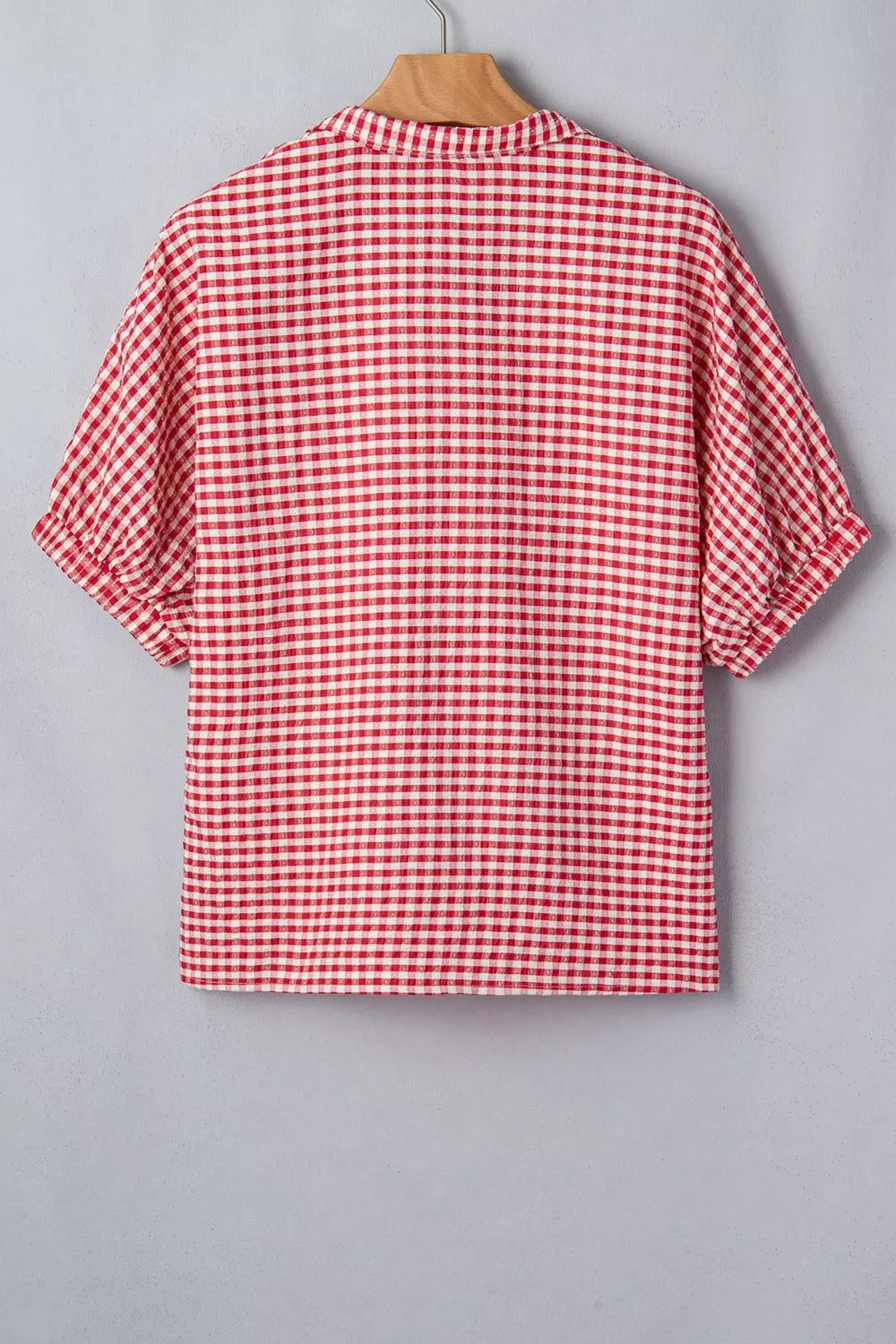 gingham half sleeve blouse close up