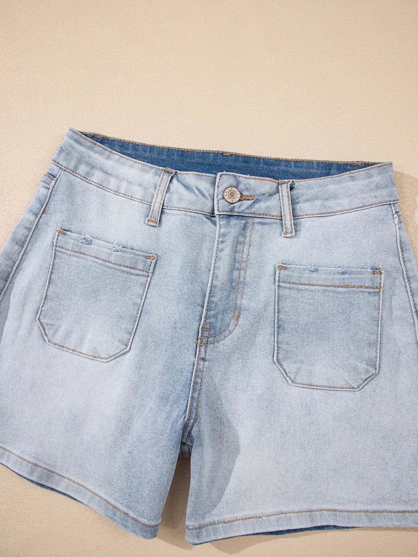 Wash High Rise Denim Shorts - Fashorio