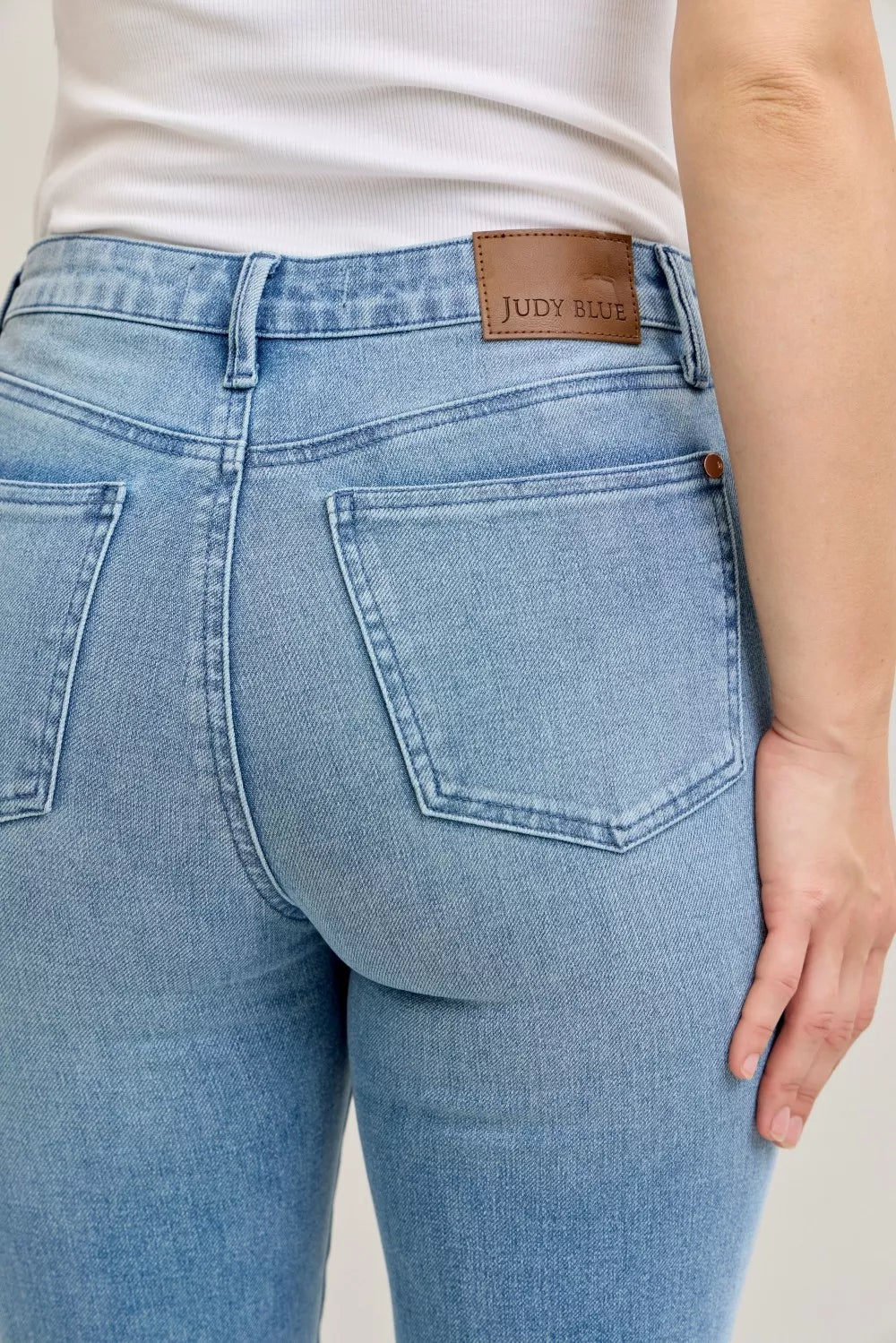 Judy Blue mid rise bootcut jeans waistband view