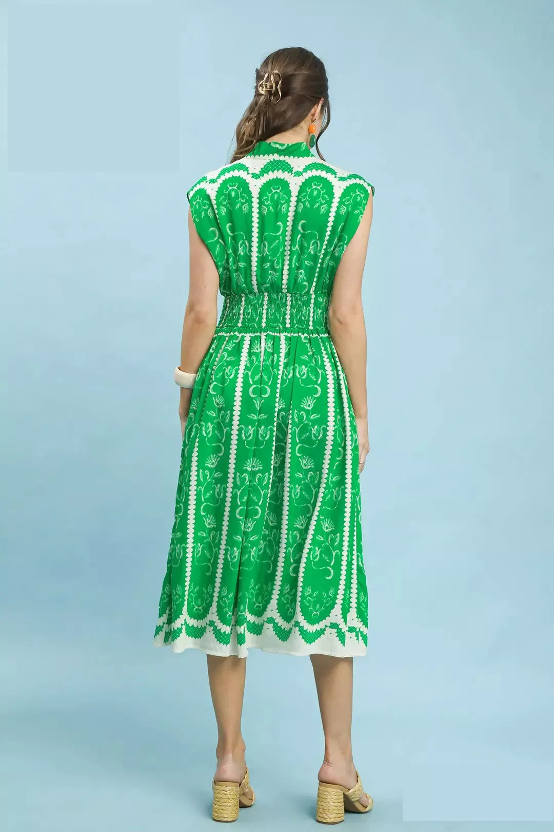 Sleeveless Smocked Midi Dress side view
