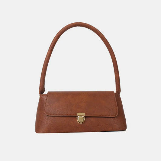 PU Leather Shoulder Bag Caramel One Size - Fashorio
