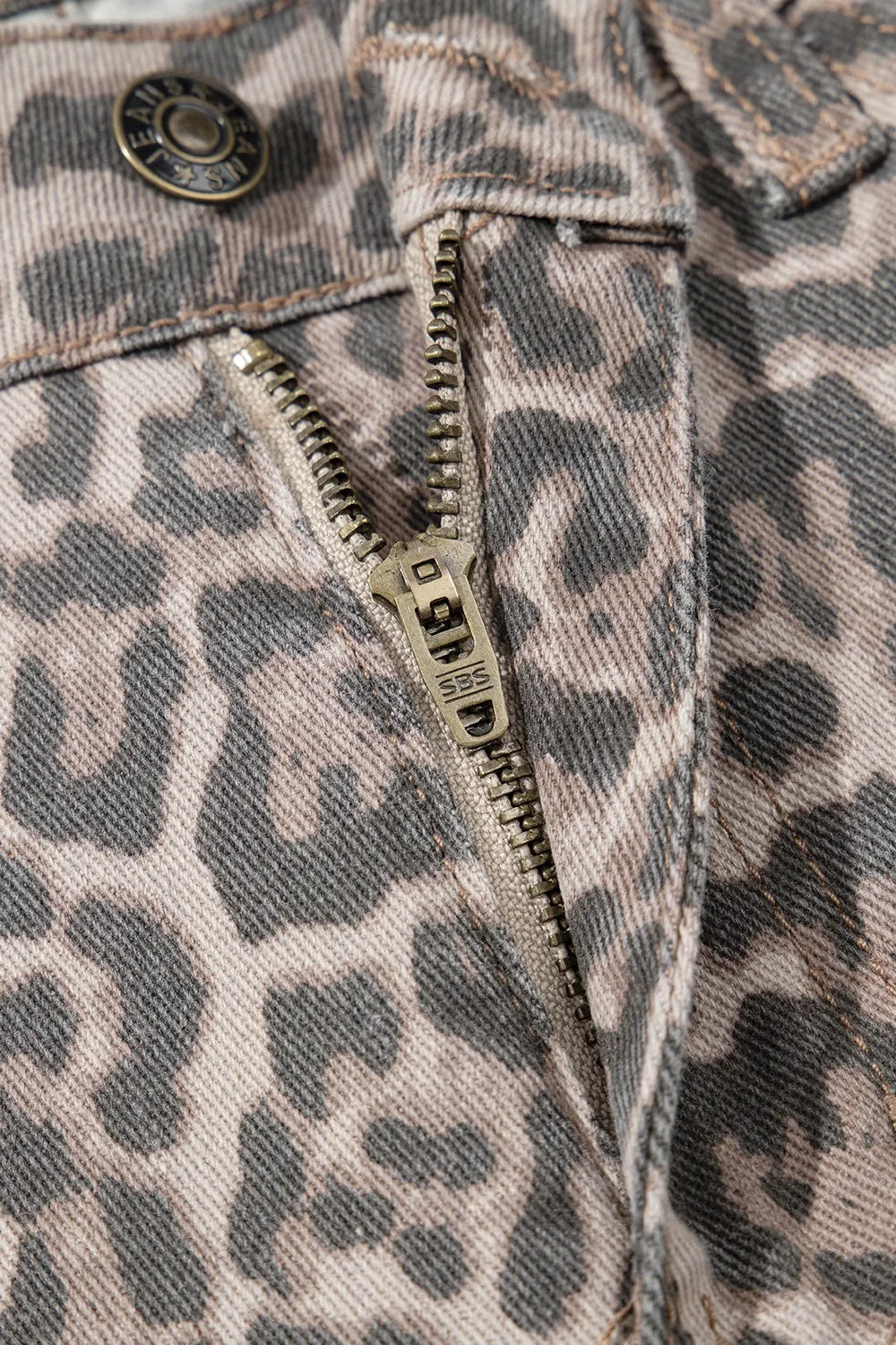 Leopard Frayed Edge Wide Leg Jeans, view 7