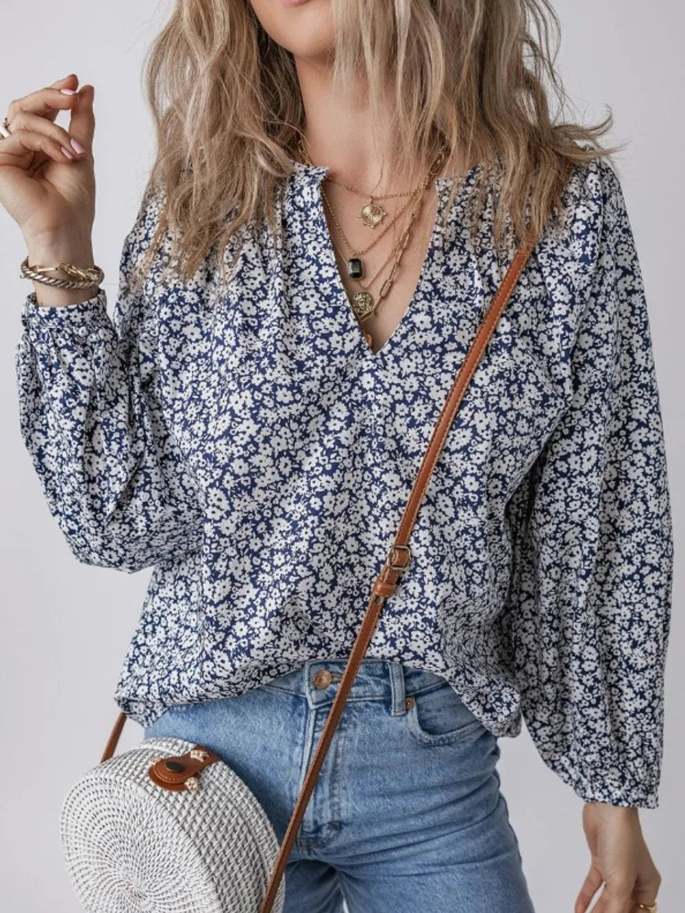 Floral print blouse side view