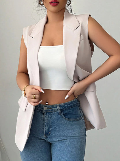 One Button Sleeveless Blazer - Fashorio