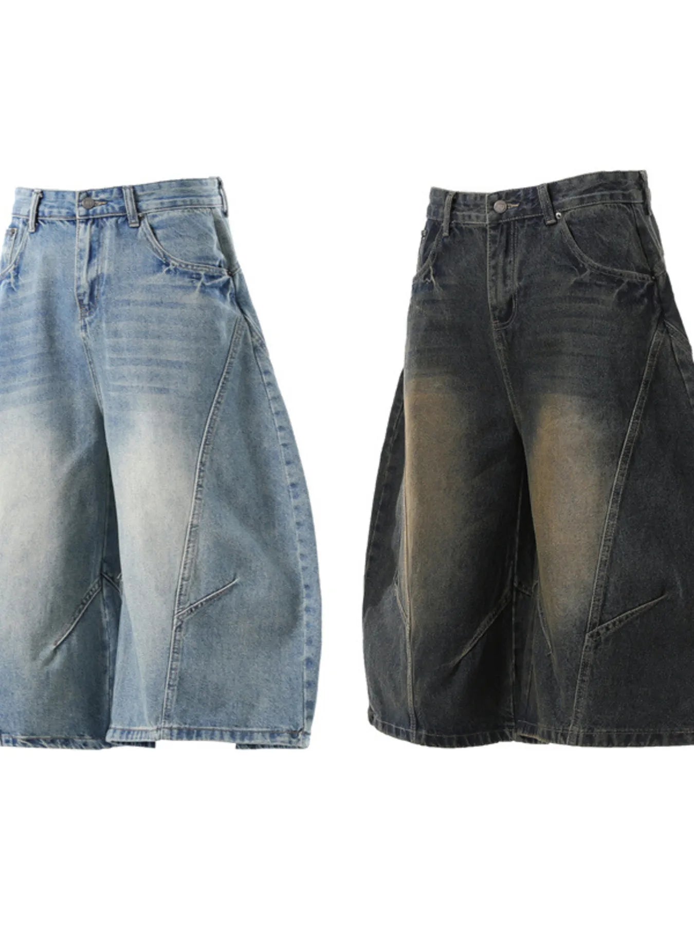 Men's Washed Wide Leg Denim Shorts - Fashorio