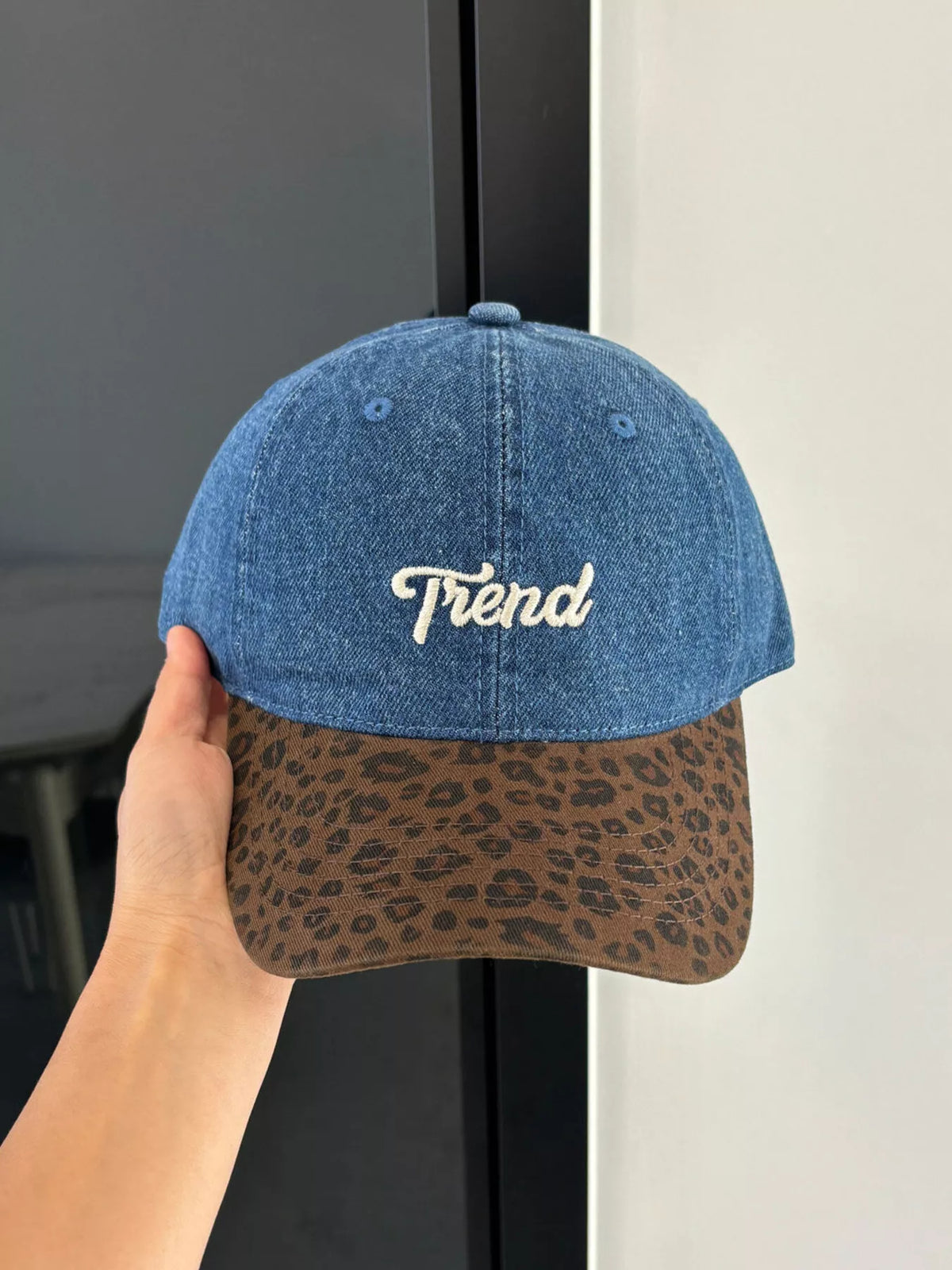 Leopard cap shown from the side profile