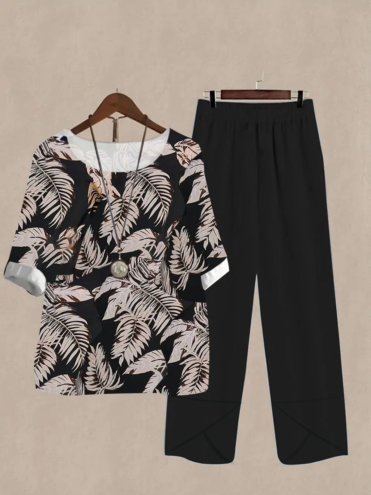 Printed coordinated pants set full length