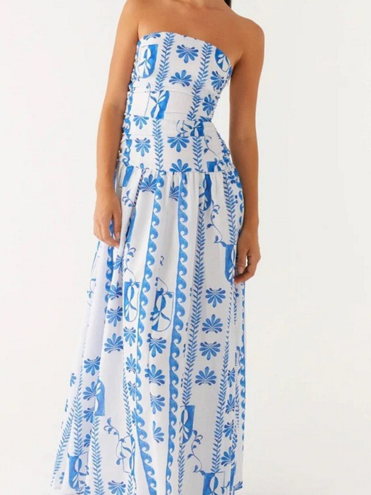 Ruched maxi dress styled outfit