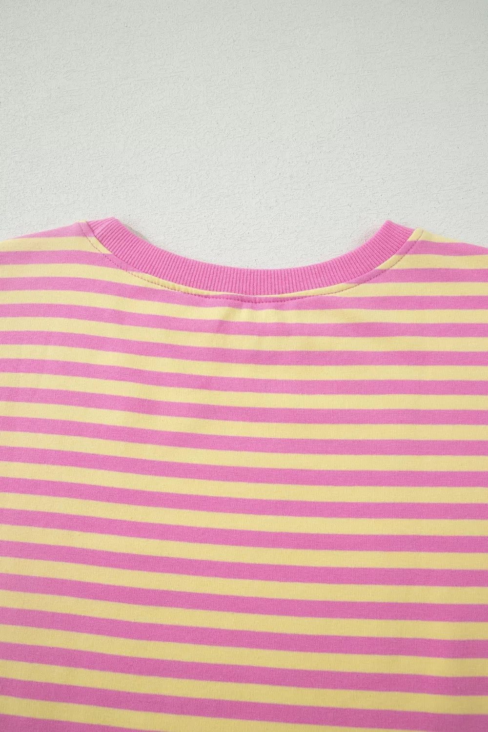 Striped tee drawstring shorts waist detail
