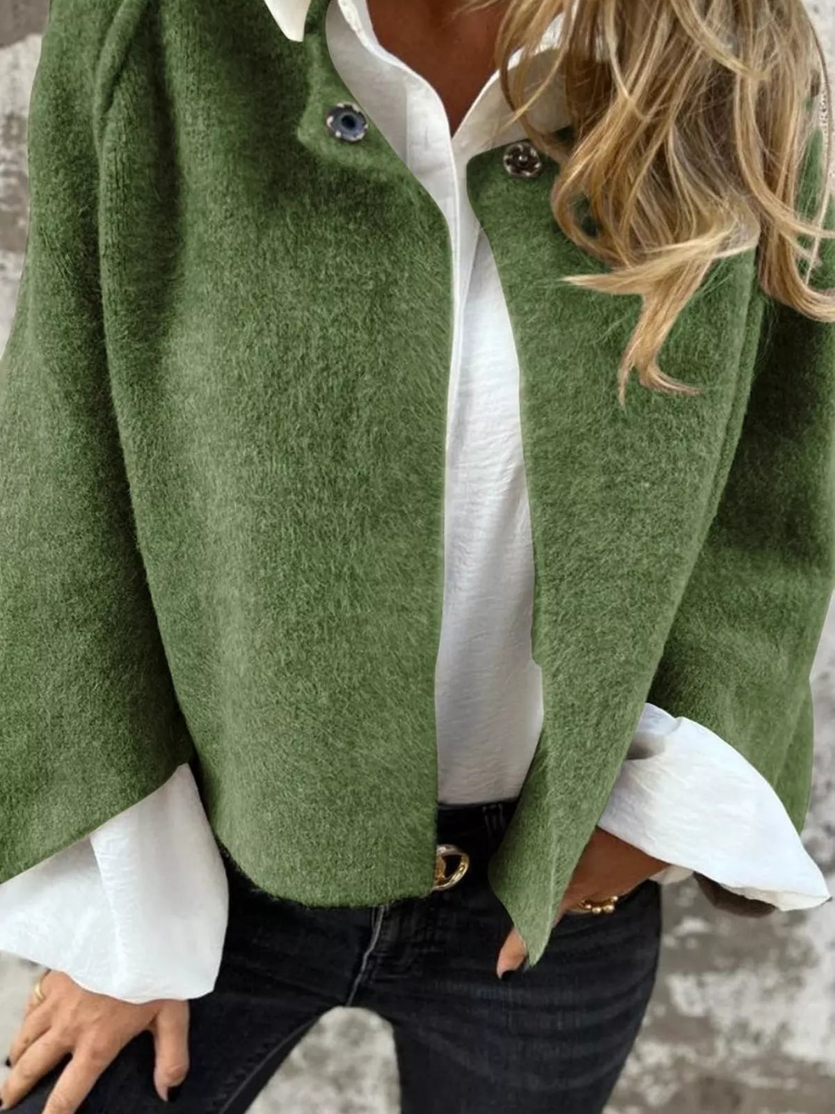 Dropped Shoulder Fuzzy Knit Cardigan Plus Size, view 12
