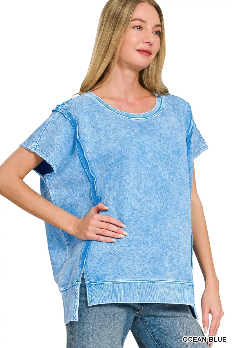 Exposed seam detail of top