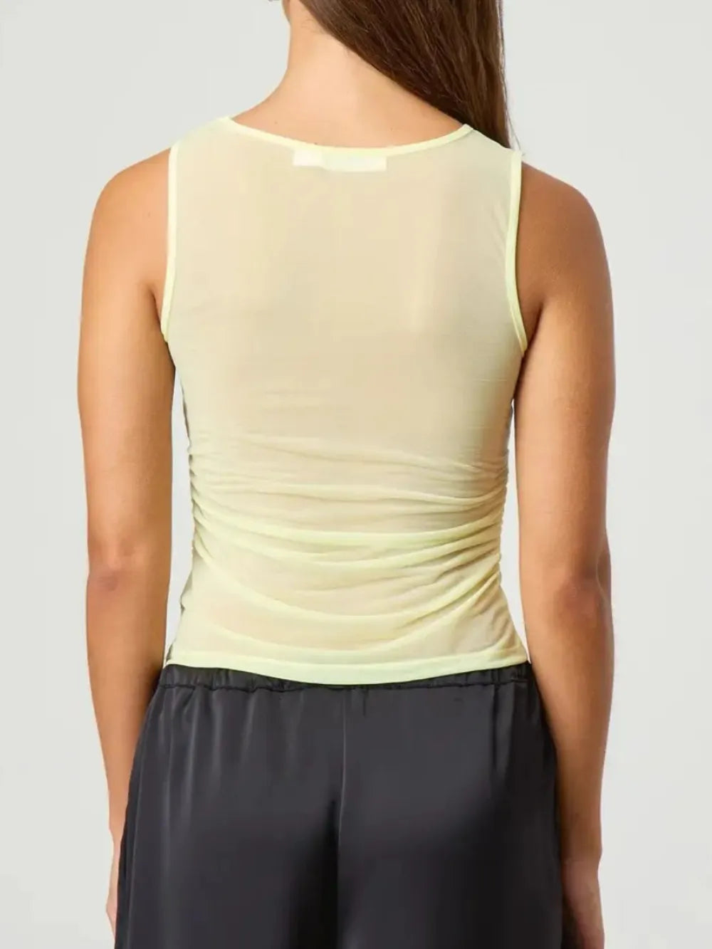 Ruched round neck tank top color options